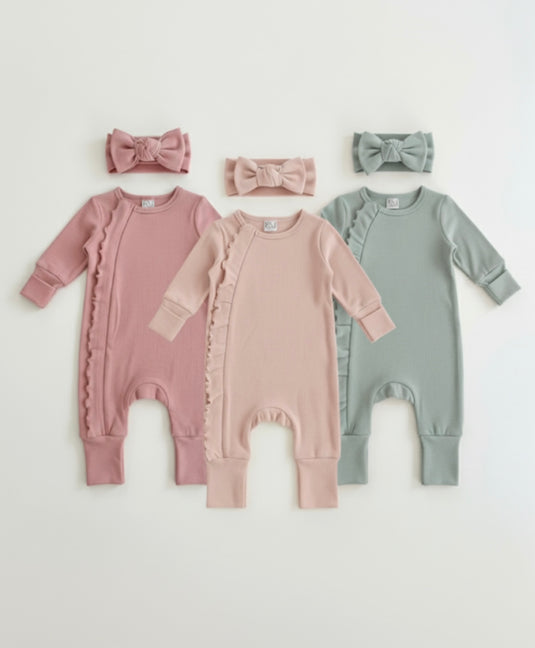 Baby girl cotton soft romper with headband – Kali