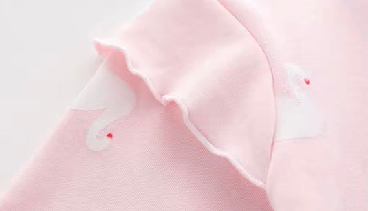 Combinaison bébé en coton à cygnes – Rose 🌸 - Pré-commande