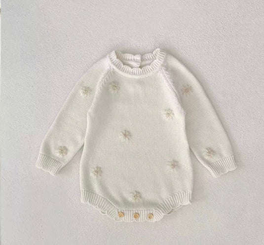 Baby girl soft knit floral print onesie – Kali