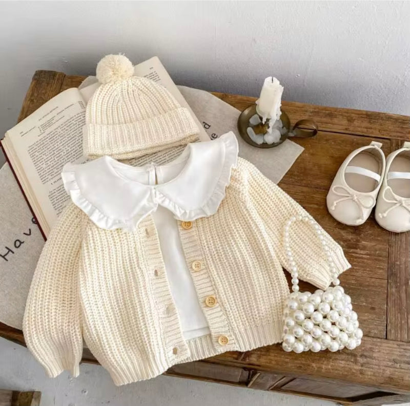 Chargez l&#39;image dans la visionneuse de la galerie, Cardigan bébé en tricot doux – Kali
