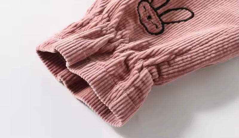 Load image into Gallery viewer, Girls' corduroy trousers with rabbit print – Kali
