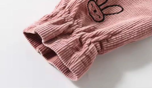 Girls' corduroy trousers with rabbit print – Kali