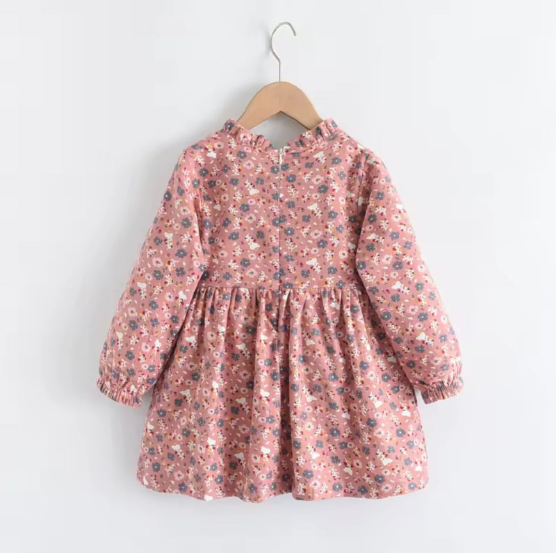 Load image into Gallery viewer, Two-tone floral autumn dresses for girls – soft cotton Kali -
