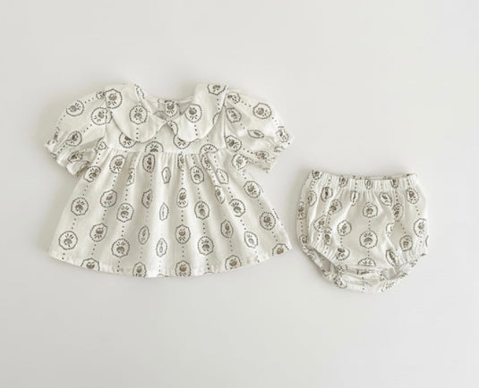 Barboteuse bébé fille été à motifs ronds fleuris
