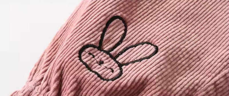 Load image into Gallery viewer, Girls' corduroy trousers with rabbit print – Kali
