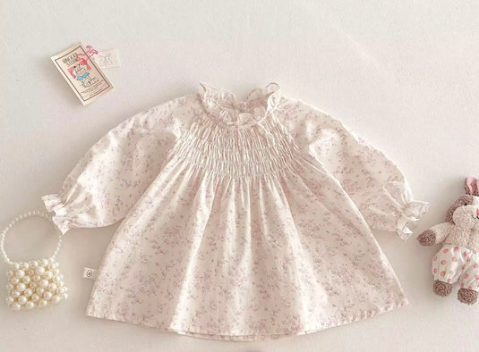 Robe pour filles rose 100% coton fille manches longues – Kali