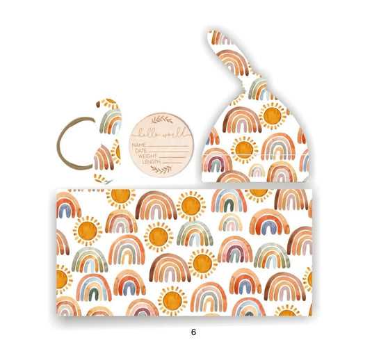 Ensemble cocon naissance bébé en coton – couverture, bonnet et bandeau