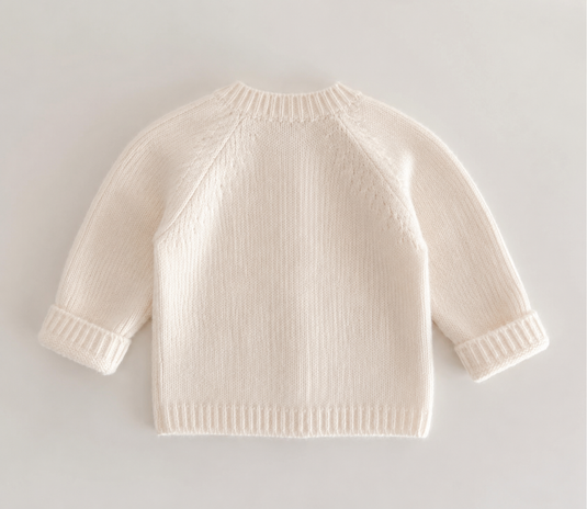 Cardigan intemporel ivoire en tricot pour bébé et fille – Automne-Hiver