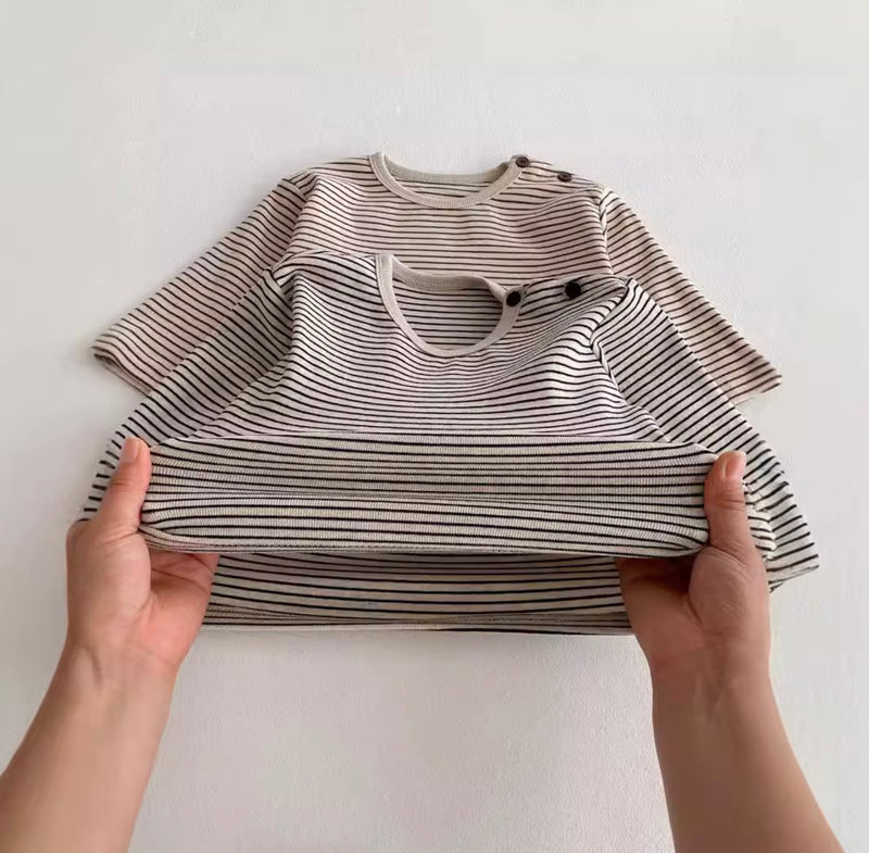 Load image into Gallery viewer, Boy's long-sleeved striped cotton T-shirt
