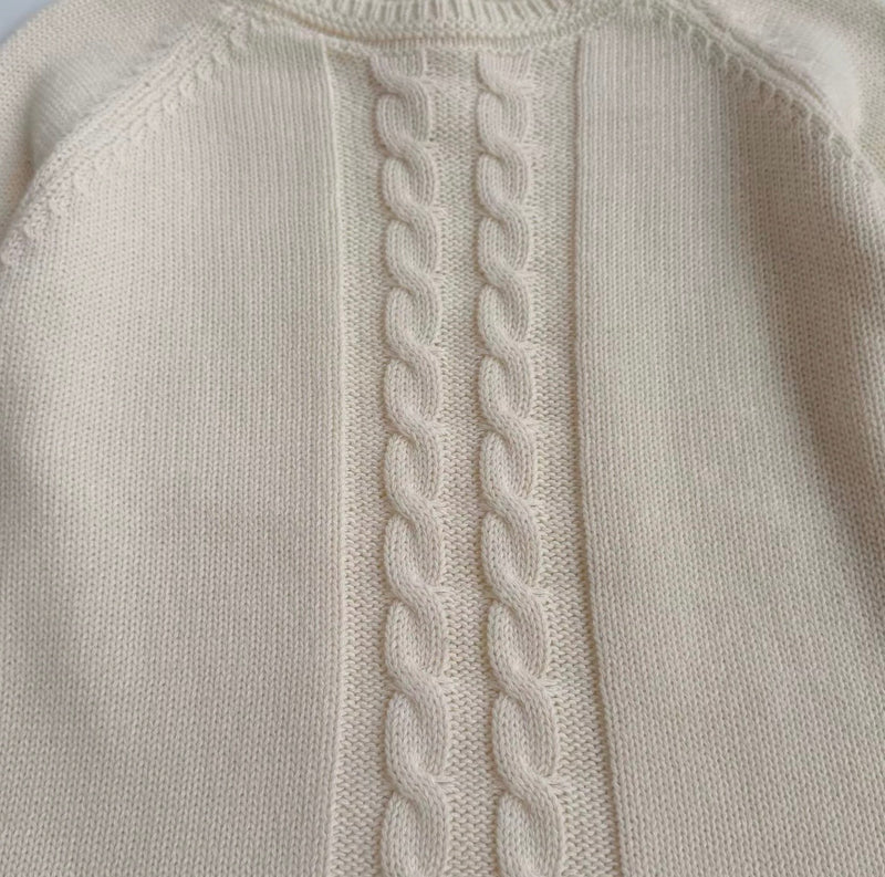 Chargez l'image dans la visionneuse de la galerie, Chandail fille en tricot ivoire avec torsades – Automne-Hiver
