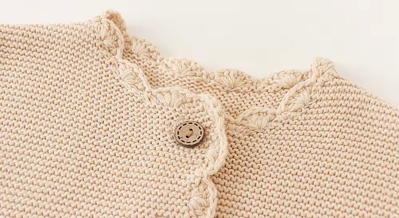 Chargez l'image dans la visionneuse de la galerie, Cardigan bébé fille coton beige doux – Kali
