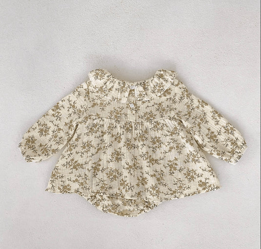 Barboteuse bébé fille à fleurs jaunes – 3 à 6 mois – Confort coton été