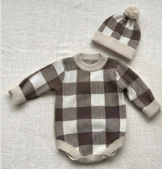 Baby boy's long-sleeved plaid jumpsuit – Kali