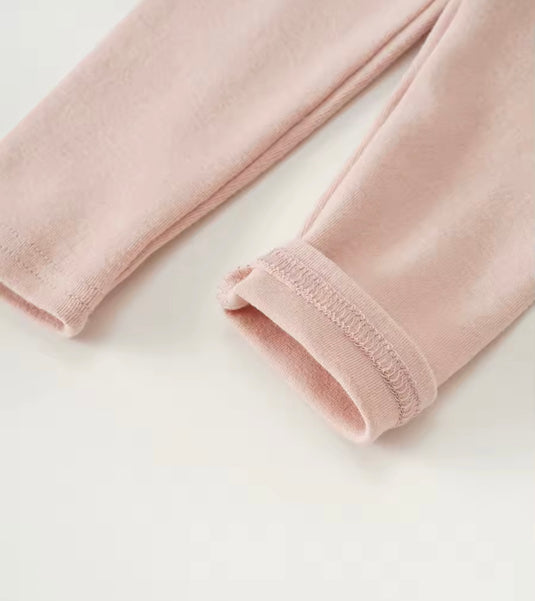 Leggings en coton doux pour filles – Kaki Lilas