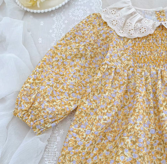 Baby & Girls' Peter Pan Collar Floral Daisy Dress - Autumn