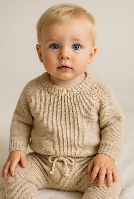 Ensemble bébé garçon en tricot de coton doux et confortable – Kali - Boutique Kaki Lilas