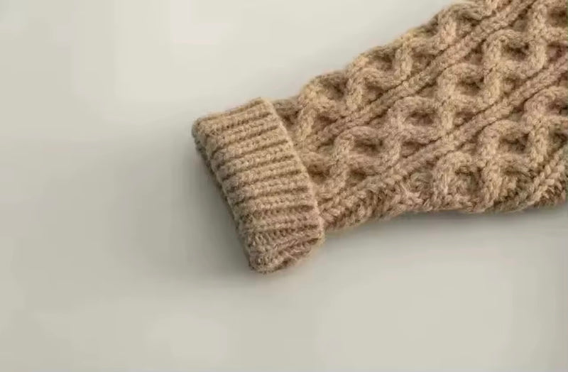 Load image into Gallery viewer, Girls' autumn-winter knitted cardigan in coffee and brown – Kali
