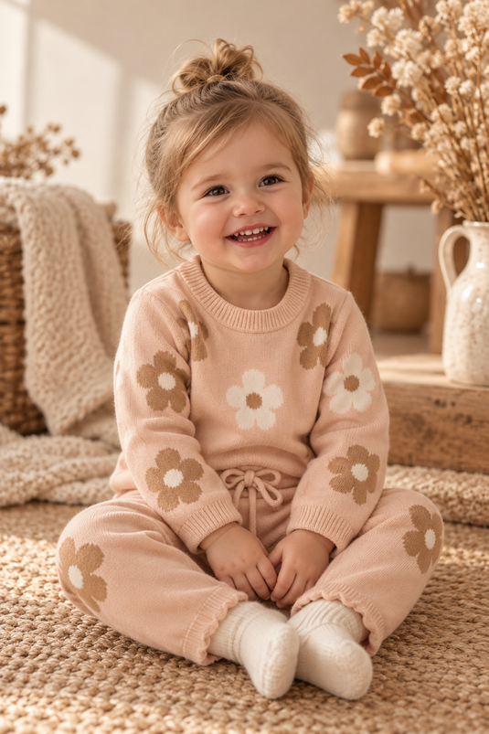 Ensemble fille doux pull + pantalon à fleurs – Kali