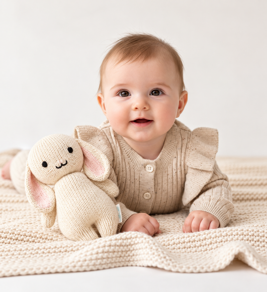 Baby girls' long-sleeved mottled cotton romper