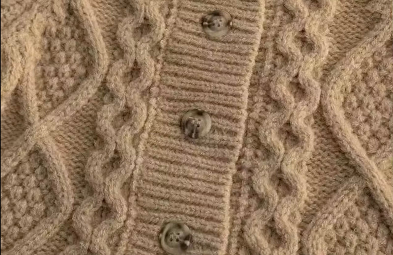 Load image into Gallery viewer, Girls' autumn-winter knitted cardigan in coffee and brown – Kali
