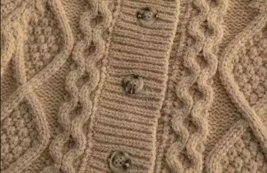Girls' autumn-winter knitted cardigan in coffee and brown – Kali