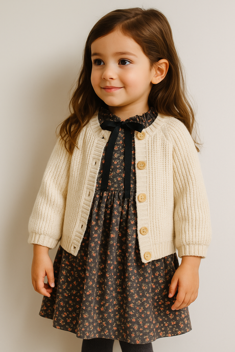 Robes fille d’automne en coton doux – Motifs fleuris élégants