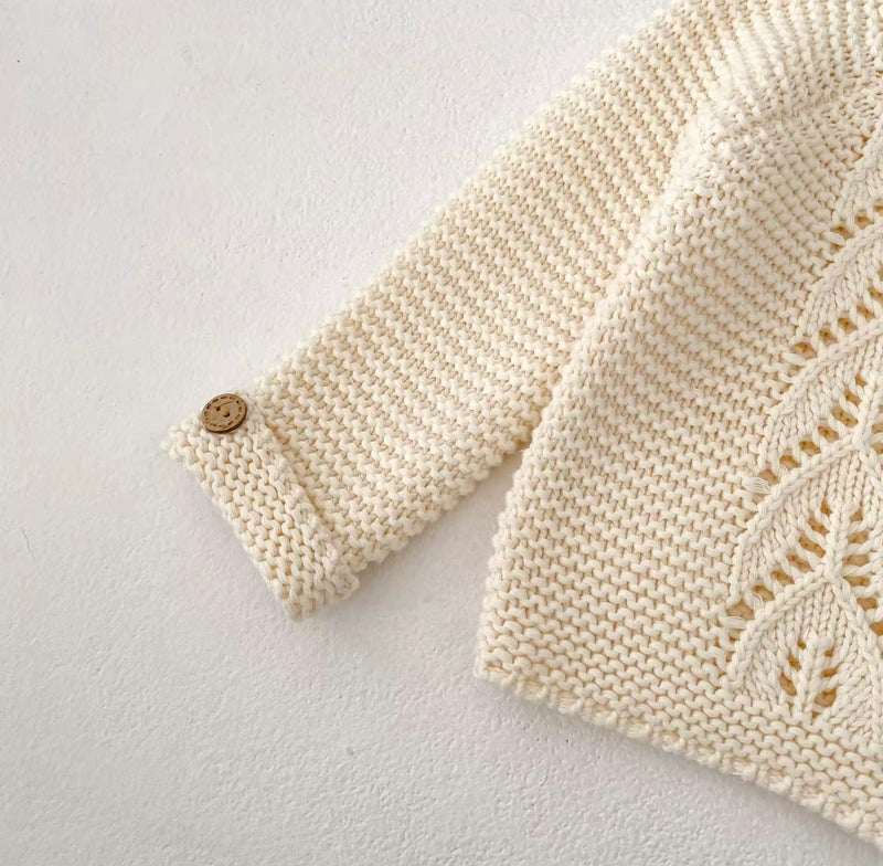 Chargez l'image dans la visionneuse de la galerie, Cardigan bébé fille doux 100% coton – Ivoire Blush - Dernière pièce disponible
