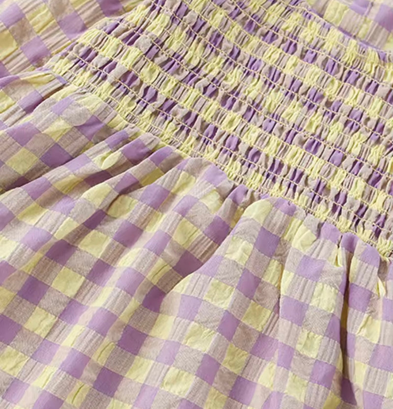 Chargez l&#39;image dans la visionneuse de la galerie, 🌸 Robe à carreaux lavande pour fille – Kali

