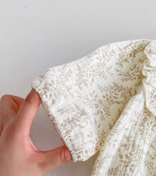 Barboteuse bébé fille Liberty beige en coton doux