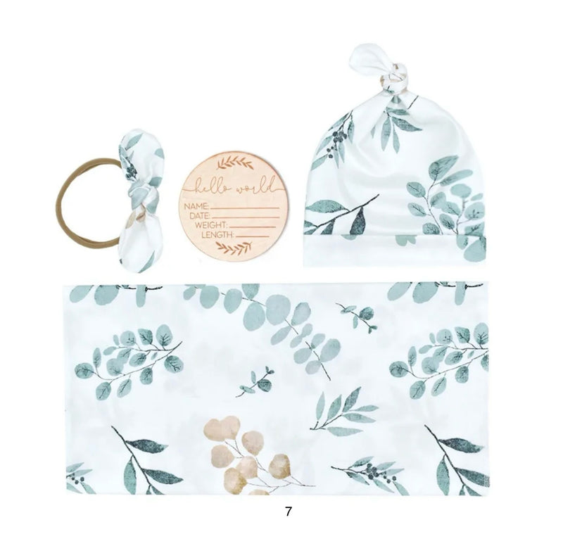 Chargez l'image dans la visionneuse de la galerie, Ensemble cocon naissance bébé en coton – couverture, bonnet et bandeau
