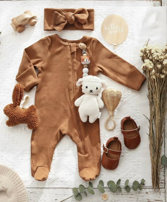 Barboteuse bébé fille en coton doux à manches longues – Kali