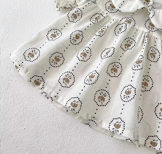 Baby girls' summer floral dot romper