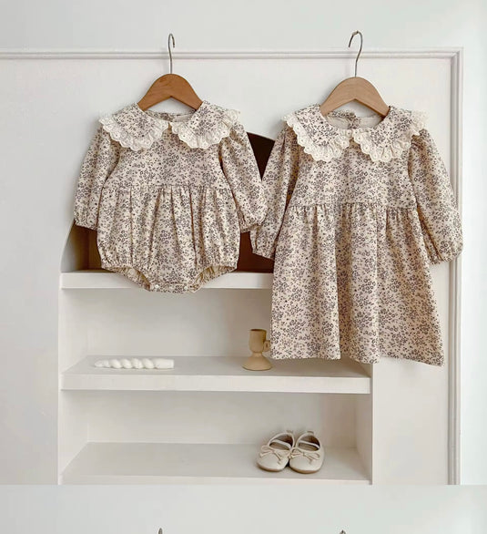 Robe fille à manches longues imprimé fleuri doux – Modèle Kali