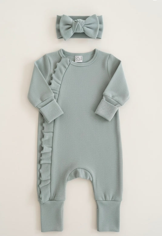 Baby girl cotton soft romper with headband – Kali