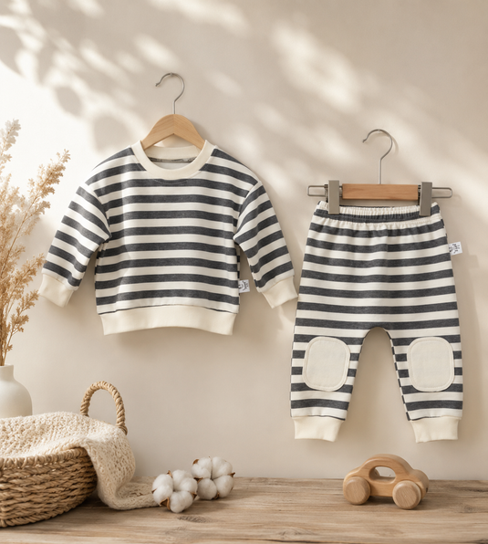 Ensemble bébé garçon rayé en coton doux – Automne-Hiver
