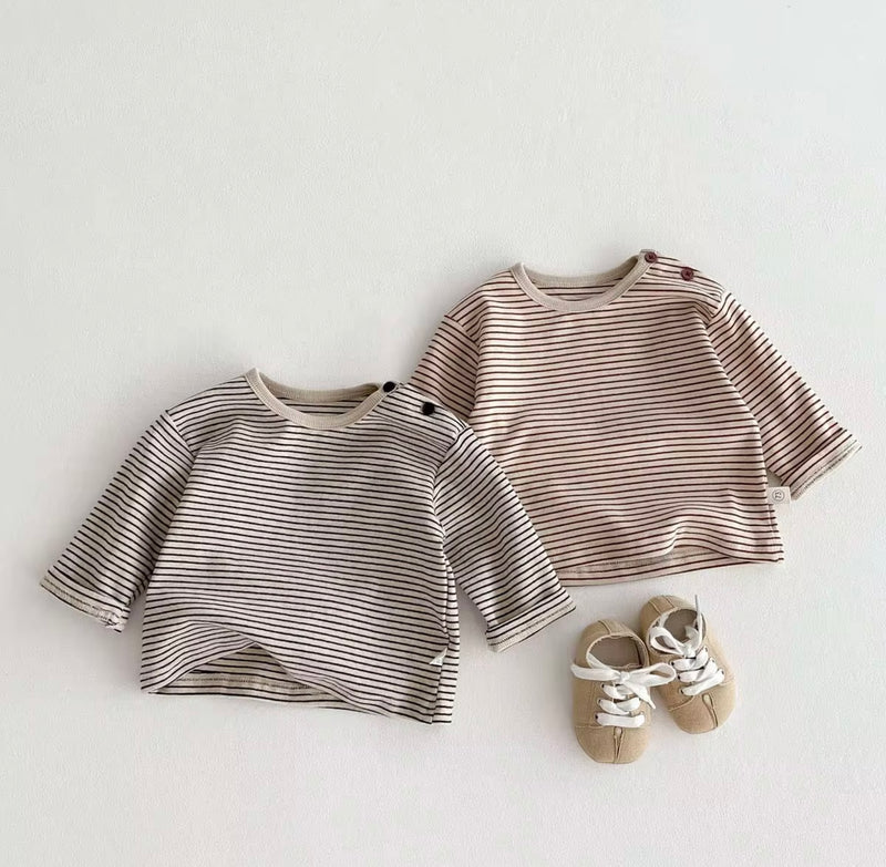 Load image into Gallery viewer, Boy's long-sleeved striped cotton T-shirt
