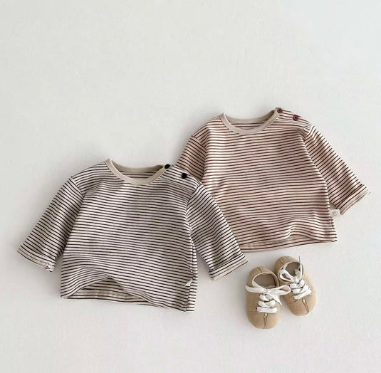 Boy's long-sleeved striped cotton T-shirt