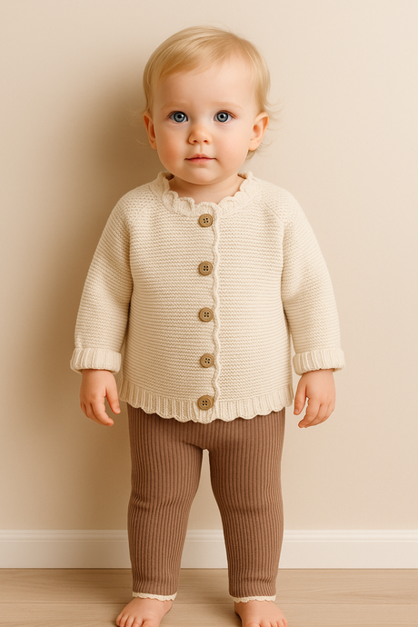 Cardigan bébé coton beige doux – Kali