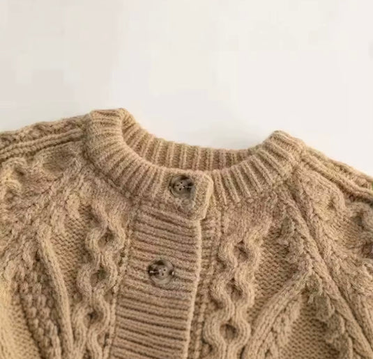 Girls' autumn-winter knitted cardigan in coffee and brown – Kali