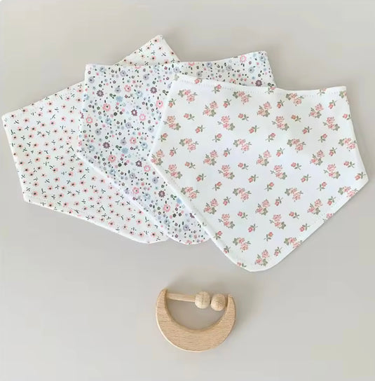 Ensemble de 3 bavoirs bandana bébé en coton – Kali