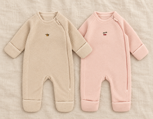 Barboteuse bébé en polaire douce à fermeture éclair – Fille et garçon -Pre-commande