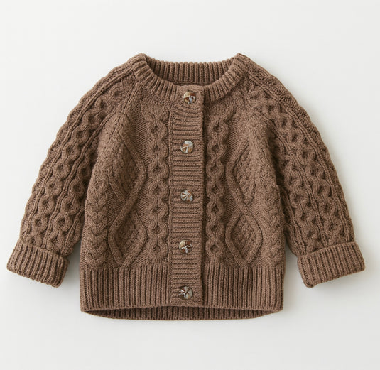 Girls' autumn-winter knitted cardigan in coffee and brown – Kali