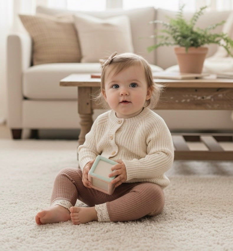 Load image into Gallery viewer, Baby girl soft knit cardigan winter ivory - Kali

