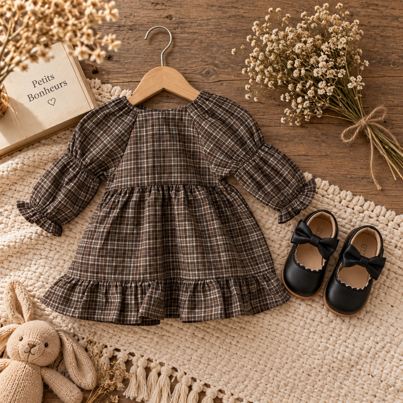 Load image into Gallery viewer, Adeline Baby Girl Plaid Dress – Autumn-Winter
