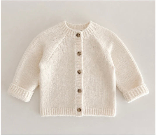 Cardigan intemporel ivoire en tricot pour bébé et fille – Automne-Hiver