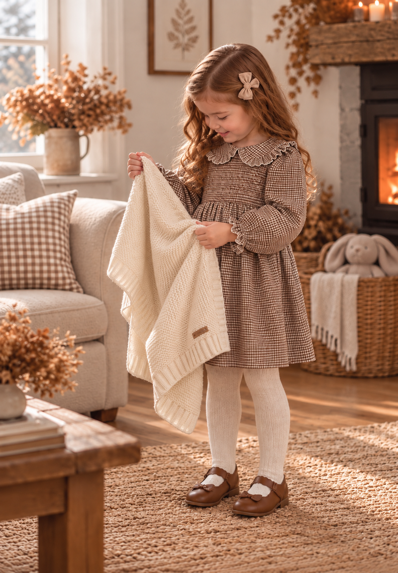Load image into Gallery viewer, Charlotte baby girl dress with checked Peter Pan collar – Autumn-Winter
