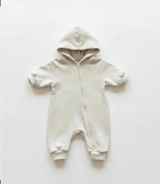 Zipped long-sleeved cotton babygrow – Kali