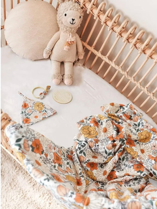 Ensemble cocon naissance bébé en coton – couverture, bonnet et bandeau