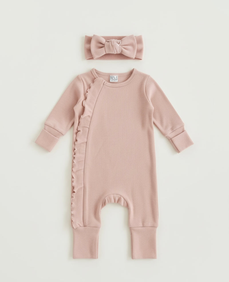 Load image into Gallery viewer, Baby girl cotton soft romper with headband – Kali
