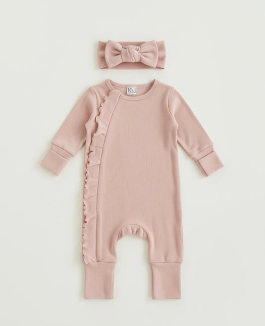 Baby girl cotton soft romper with headband – Kali